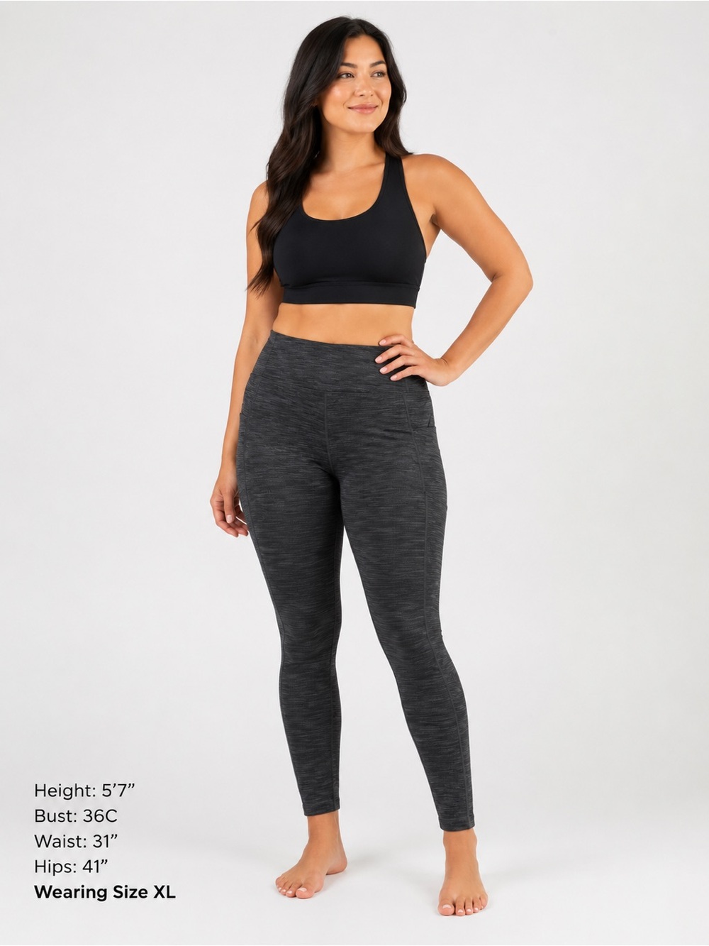 Mondetta Women's Black Heathered Performance Luxury Leggings XL